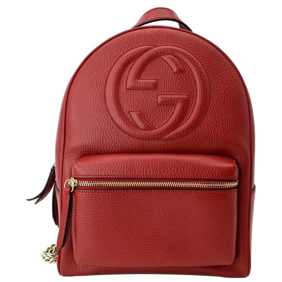 GUCCI  Soho Leather Chain Backpack Red - Picture 1 of 13